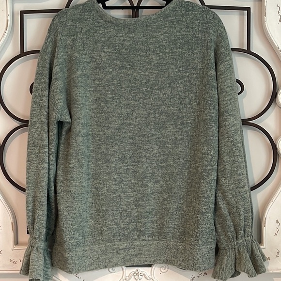 ANTHROPOLOGIE ERI + ALI SASHA HACCI FUZY PULLOVER SWEATER GREEN/GRAY SIZE MEDIUM - Picture 8 of 9